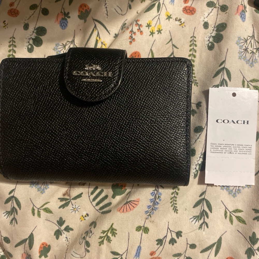 Black gothic coach wallet with side zipper